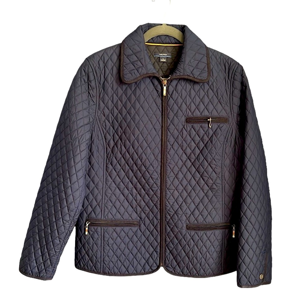 Nautica Navy Lightweight Quilted Full Zip Women’s Jacket Size L